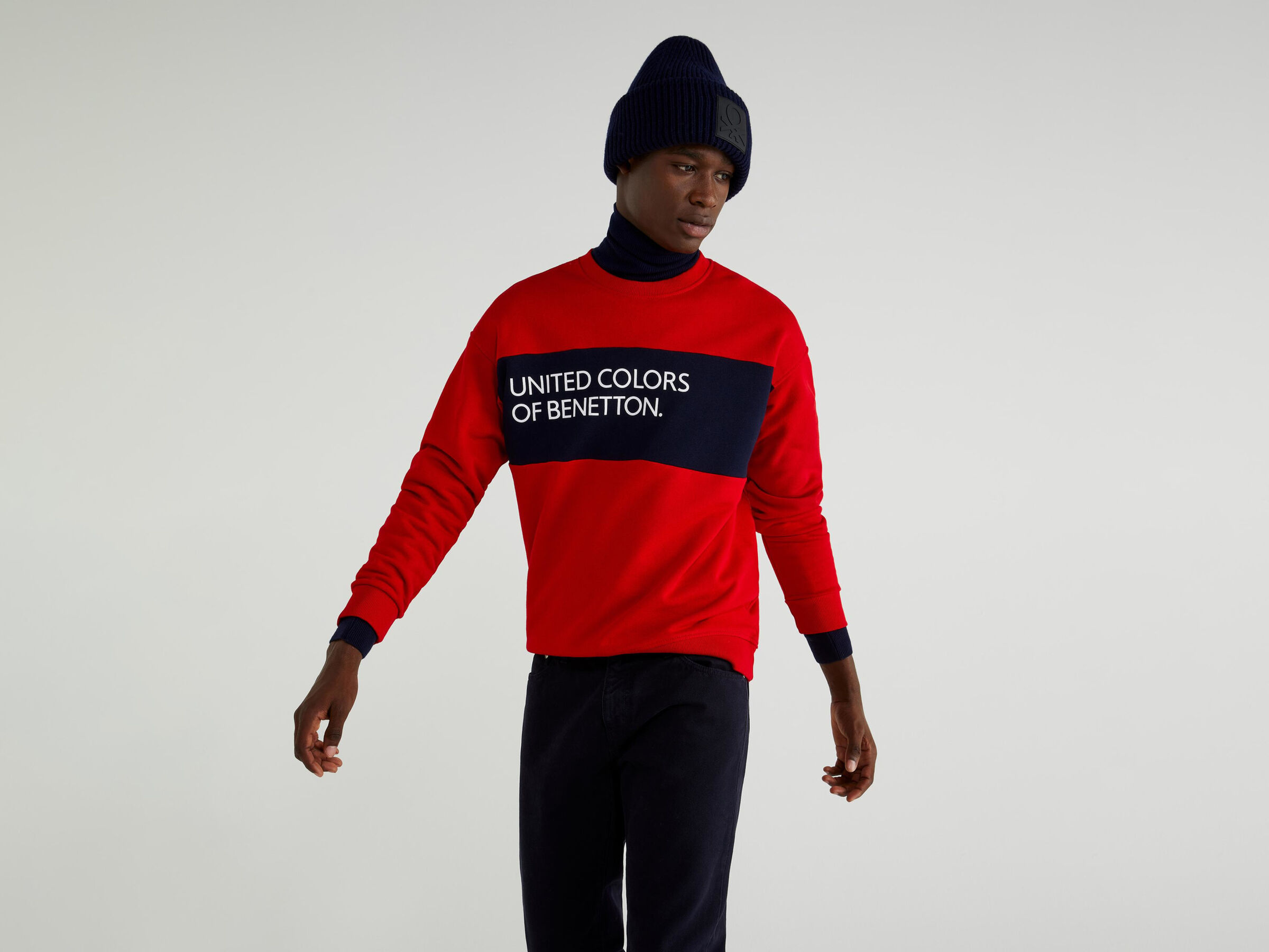 Sweatshirt in cotton with clashing band Men image number 4